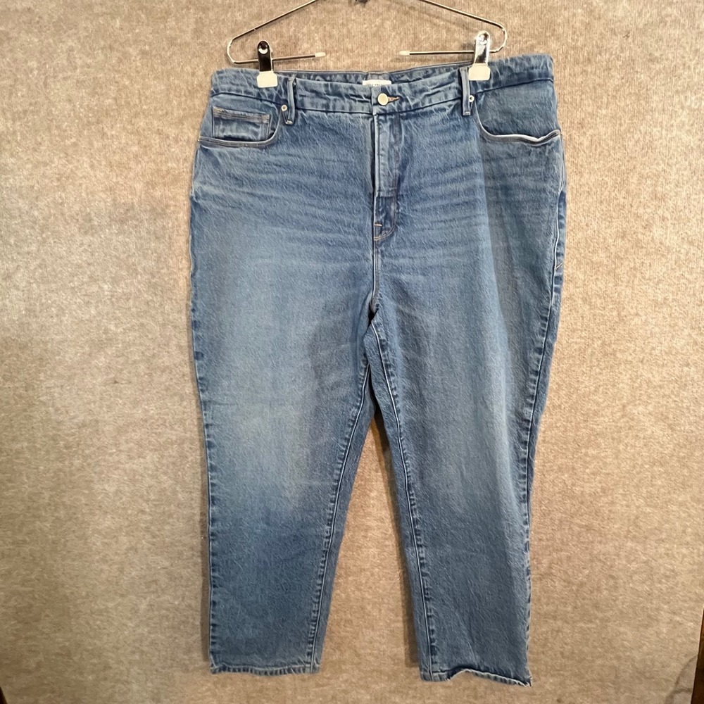 Good American Jeans Women 16 Blue High Rise Straight Leg Denim Classic Casual